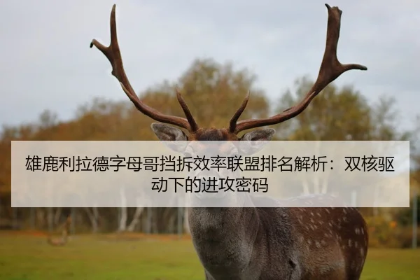 雄鹿利拉德字母哥挡拆效率联盟排名解析：双核驱动下的进攻密码